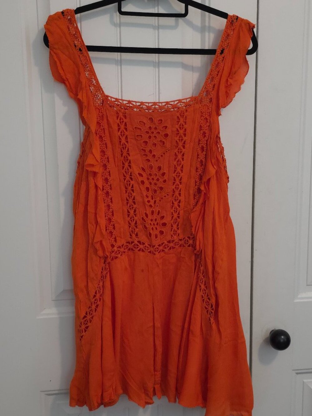 Free People One Priscilla Coral Orange Mini Dress - Woman's Size L